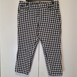 LOFT Marisa Riviera Cropped Petite Pants 10P Black and White Checkered
